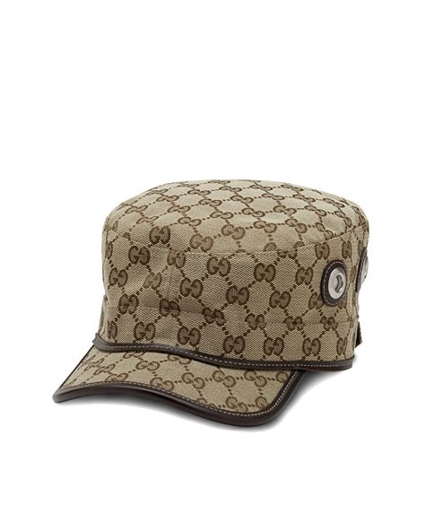 gucci gg canvas cap - natural - hats|Gucci military hat.